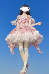 Pink Multi-layer Hanayome Bowknot Elegant Princess Sweet Lolita Jsk Dress - Product - 3