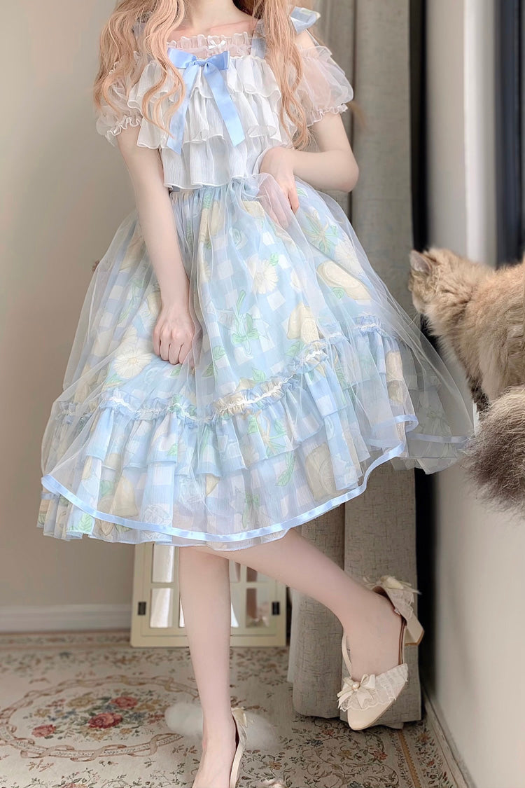 Blue Lemon Story Short Sleeves Print Ruffle Bowknot Sweet Lolita Jsk Dress - Product - 3