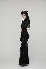 Black Printed Cut-Out Embroidered Lace Slim Irregular Women's Gothic Gorgeous Palace Cosplay Fishtail Skirt - Product - 6