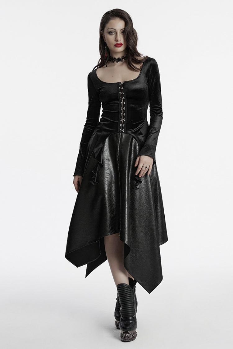 Black Long Sleeves Gradient Irregular Women's Gothic Blouse - Product - 4
