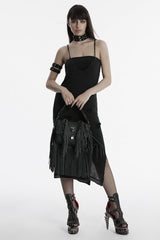 Black Studded Tassels Rivet Straps Faux Leather Women's Gothic Bag - Product - 5