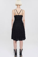 Black Punk Suspenders Slit Hem Wave Stretch Fabrics Women's Dress - Product - 9