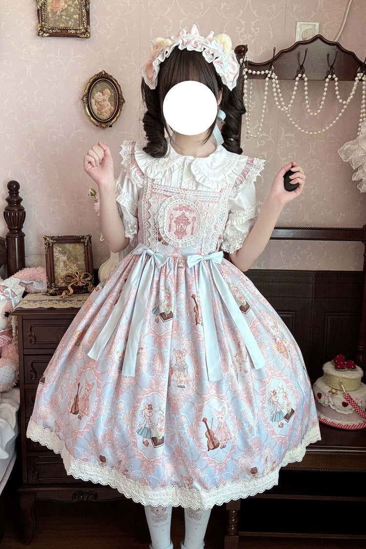 [Sweetheart Party] Sleeveless Printed Ruffled Embroidered Lace Sweet Lolita Jsk Dress 3 Colors - Product - 3