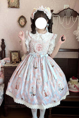 [Sweetheart Party] Sleeveless Printed Ruffled Embroidered Lace Sweet Lolita Jsk Dress 3 Colors - Product - 3
