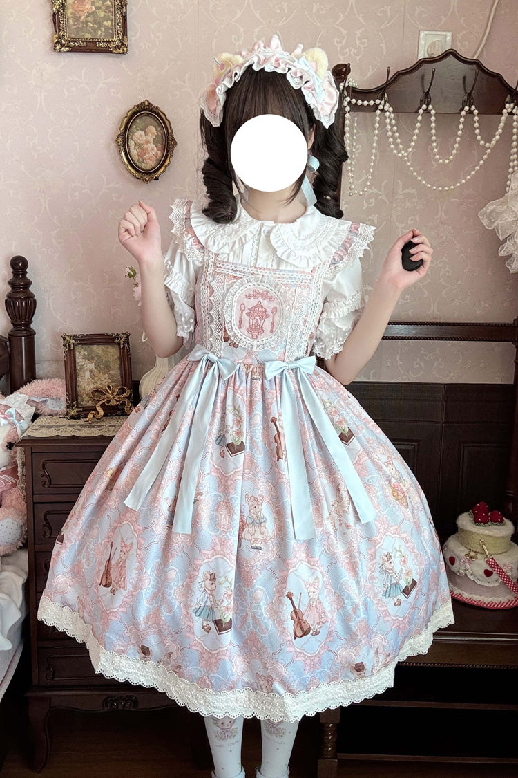 [Sweetheart Party] Sleeveless Printed Ruffled Embroidered Lace Sweet Lolita Jsk Dress 3 Colors - Product - 3