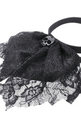 Black/White Skull Lace Jabot Striped Lapel Collar Long Sleeves Ruffled Women's Lolita Gothic Blouse - Product - 13