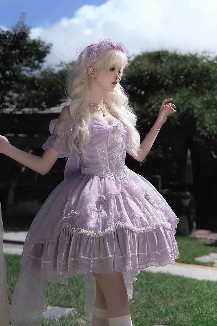 Purple Fantasy Music Box Ruffle Bowknot Lace Ballet Sweet Elegant Lolita Dress - Product - 6
