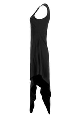 Black Hollowed Out Cross Spray-Painted Asymmetric Hem Sleeveless Women's Gothic Dress - Product - 6