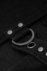 Black Rings Irregular Men's Gothic Skirt with Belts - Product - 8