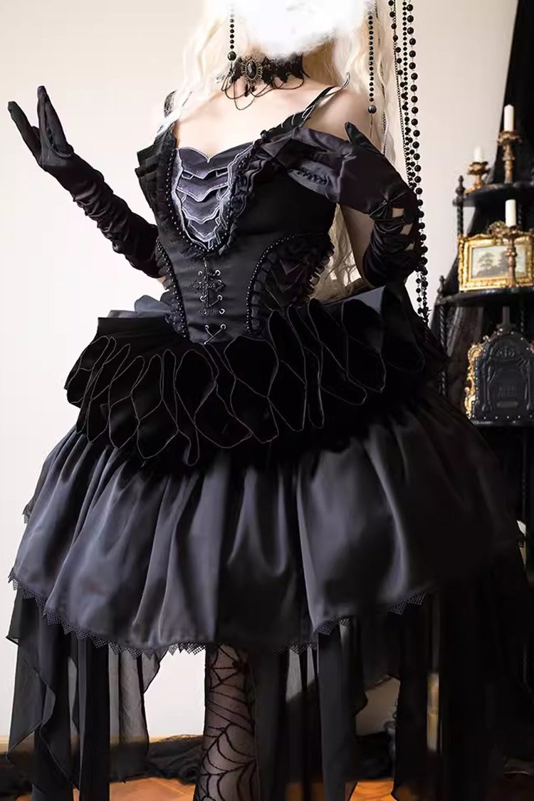 Black Goat of the Forest Lace-Up Gothic Elegant Lolita Dress - Product - 7