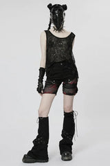 Skull Print Stitching Mesh Womens Steampunk Vest 2 Colors - Product - 4
