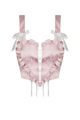 Pink Ruffled Love Heart Lace-Up Women's Lolita Princess Bustier - Product - 3