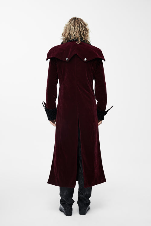 Western Fashion Gothic Shawl Collar Mens Long Velvet Coats - Product - 4