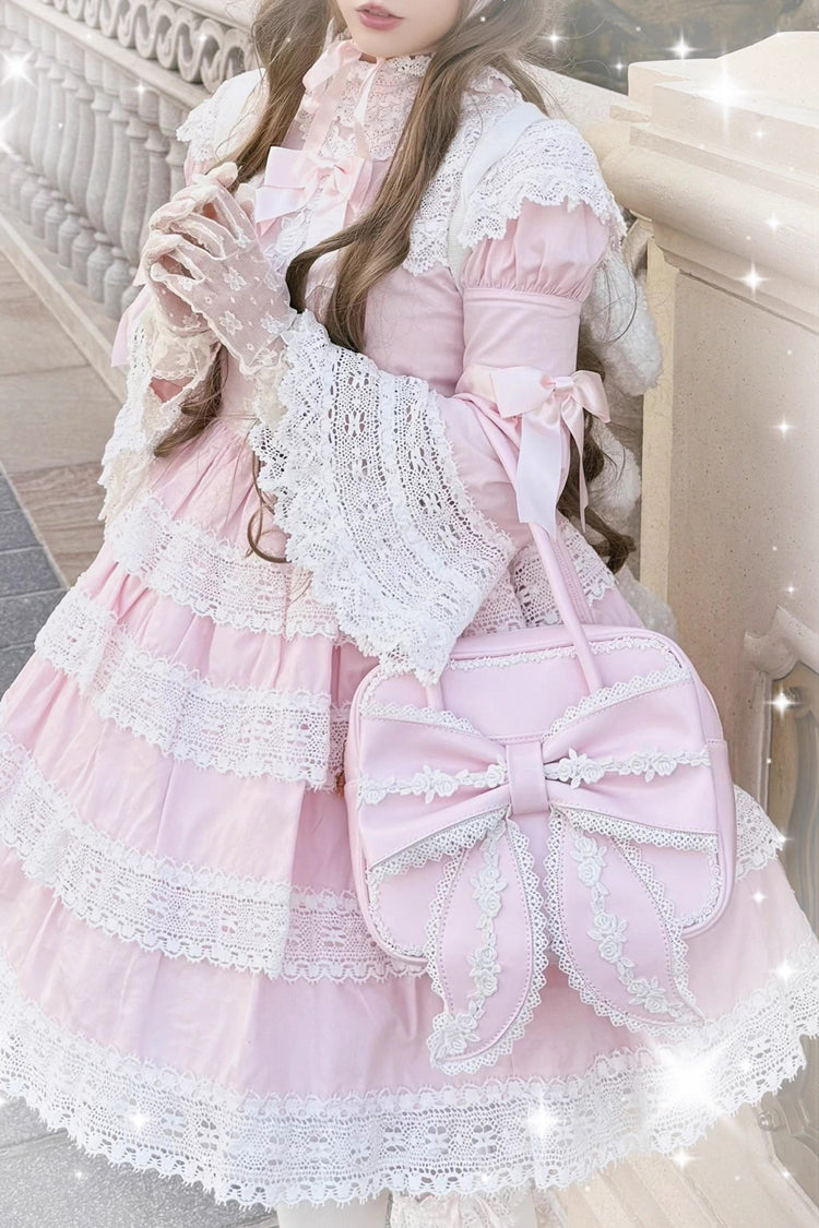 Sweet Bowknot Lace Zipper Japanese Lolita Handbag 3 Colors - Product - 5