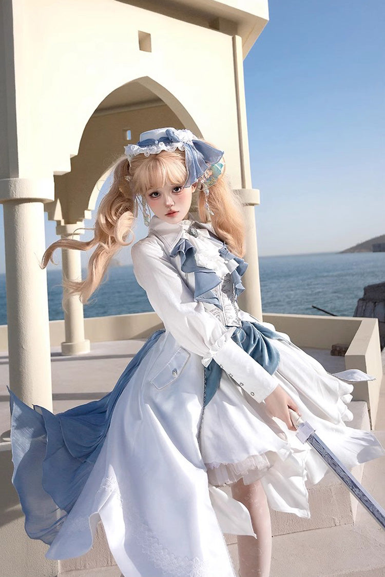 White Mermaid Bone Embroidery Ouji Fashion Handsome Lolita Skirt - Product - 5