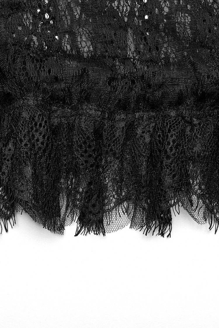 Black Stitching Lace Ripped Women's Gothic Skirt - Product - 8
