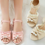 Pearl Pendant Bowknot Sweet Lolita Sandals - Product - 5