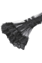 Black Lace Ruffled High Collar Long Flare Sleeves Sheer Mesh Women's Gothic Cape - Product - 14
