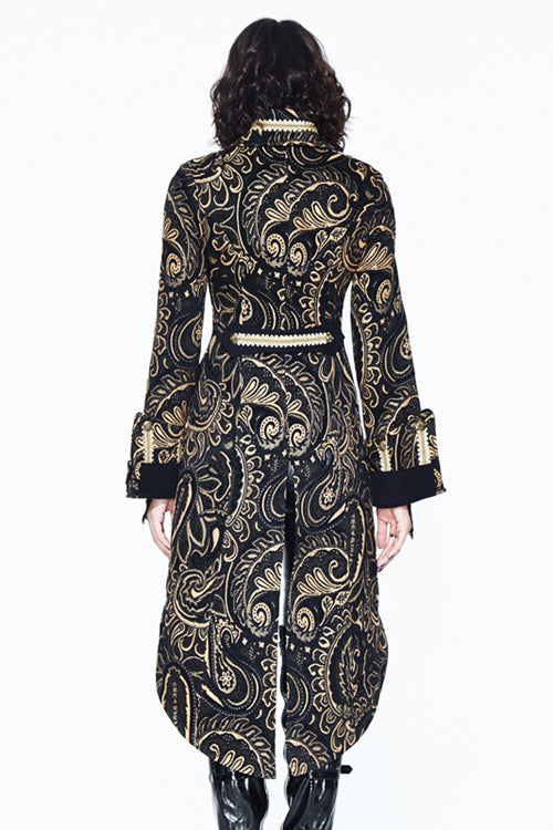 Brown With Gold Fake Two Pieces Pirate Costume Gothic Womens Coat - Product - 3