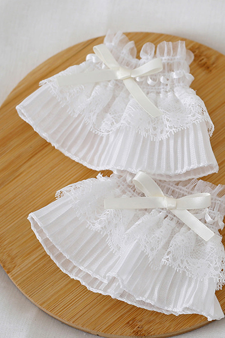 Solid Color Lace Bowknot Sweet Hand Sleeves 2 Colors - Product - 2