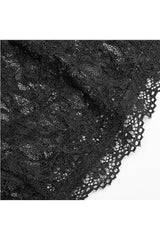 Black Long Sleeves One-Word Collar Transparent Lace Women's Gothic T-Shirt - Product - 7