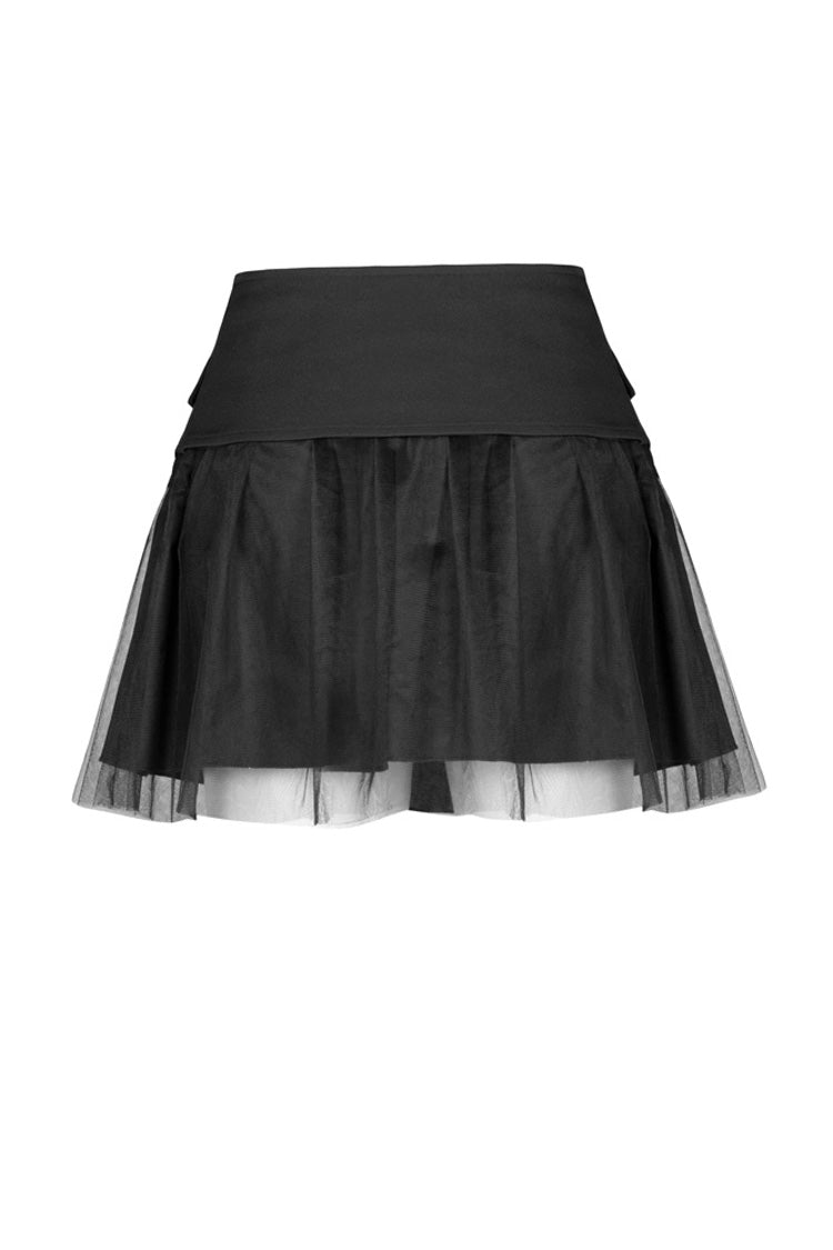 Black Binding Mesh Plaid High Waist Women's Steam Punk Skirt - Product - 6