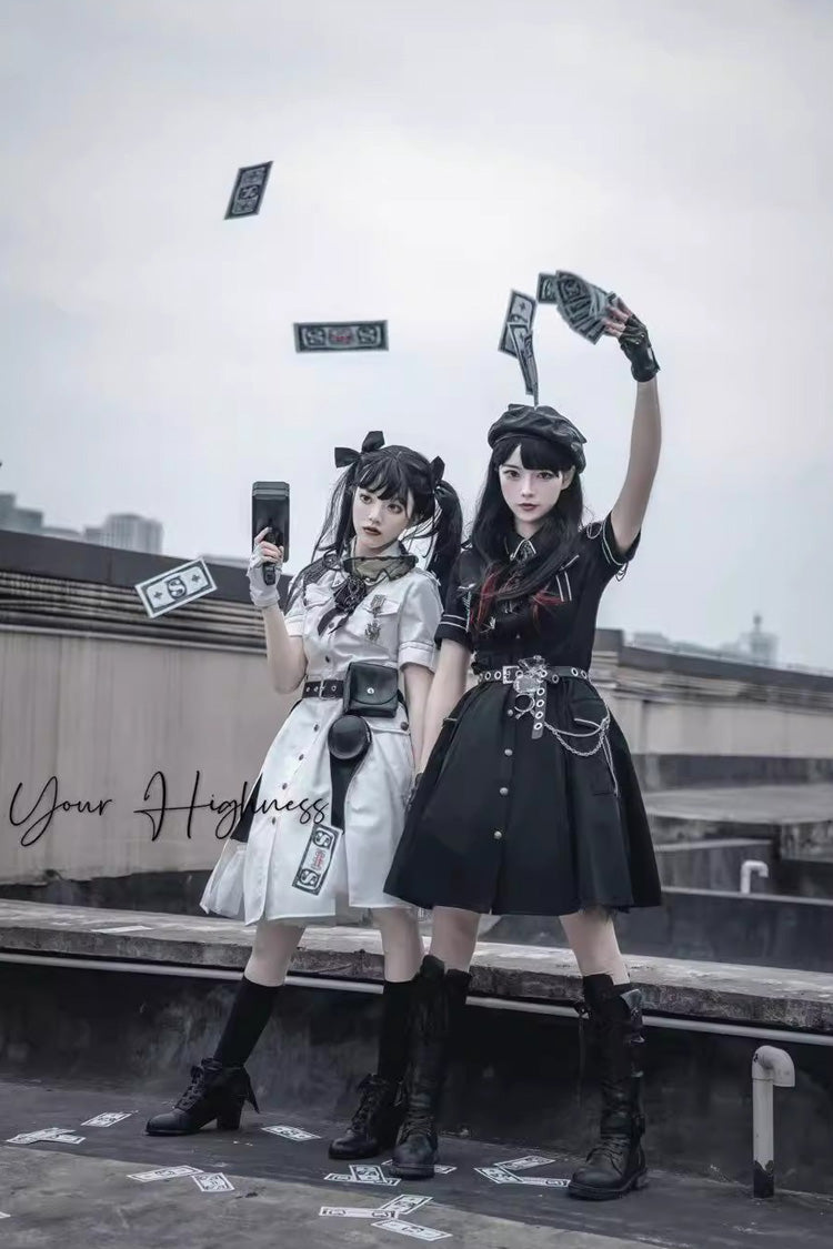 Evil Python 2.0 Short Sleeves Gothic Military Handsome Lolita Dress 3 Colors - Product - 8