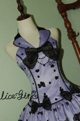 Purple [Sugar Bear] Halterneck Sleeveless Embroidered Bow Sweet Lolita Dress - Product - 5