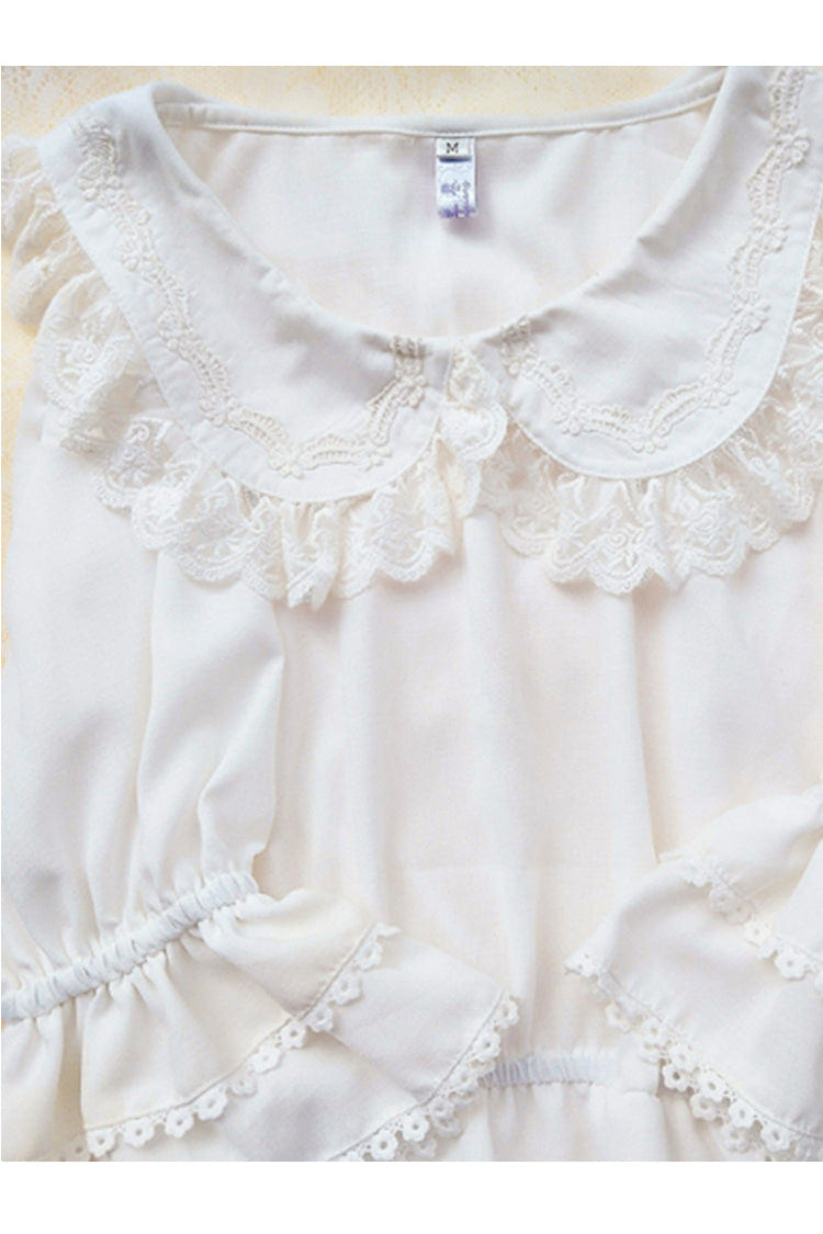 White Chiffon Doll Collar Half Sleeve Sweet Lolita Shirt - Product - 3
