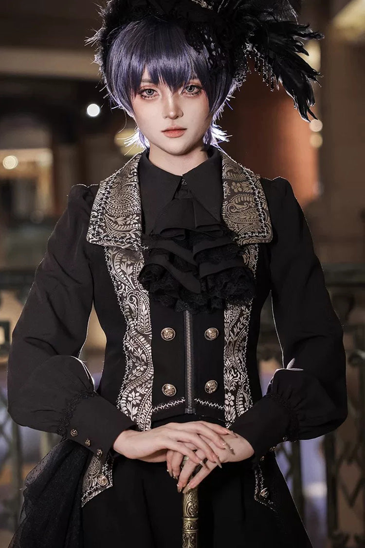 White Hot Stamping Embroidery Ouji Handsome Cool Lolita Vest - Product - 11