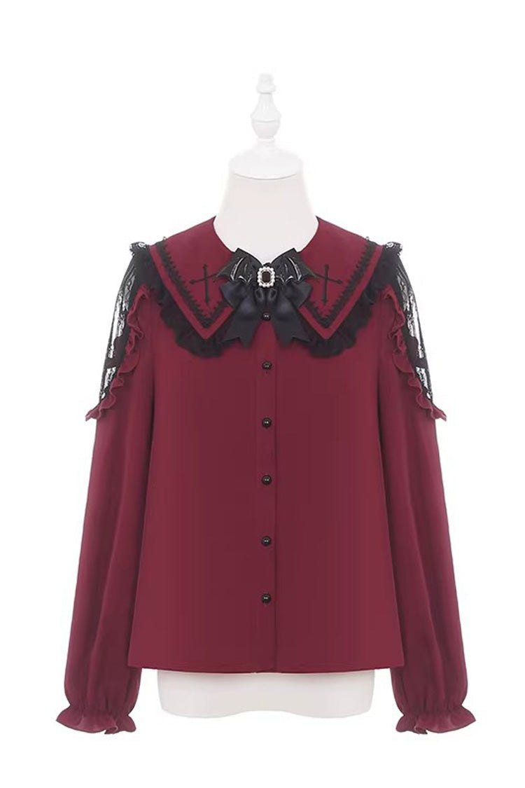ブラック／レッド [Showa Cake] ノースリーブ 三層 フリル リボン レースアップ Witch ゴシックロリータ ジャンパースカート（JSK） 商品画像