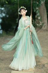 Original Chinese Han Elements Ancient Double Layer Long Sleeves Sweet Hanfu Dress Full Set - Product - 3