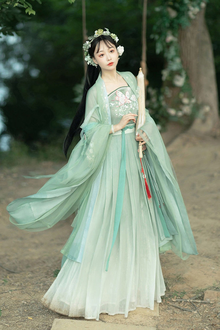 Original Chinese Han Elements Ancient Double Layer Long Sleeves Sweet Hanfu Dress Full Set - Product - 3