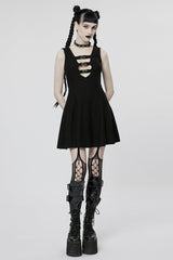 V Collar Sleeveless Buckle Women's Steampunk Dress 2 Color - Product - 4