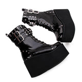 Black Skull Decorative Side Zip Gothic Lolita Boots - Product - 6