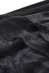 Black Velour Lace Spliced Women's Gothic Mermaid Maxi Skirt - Product - 16