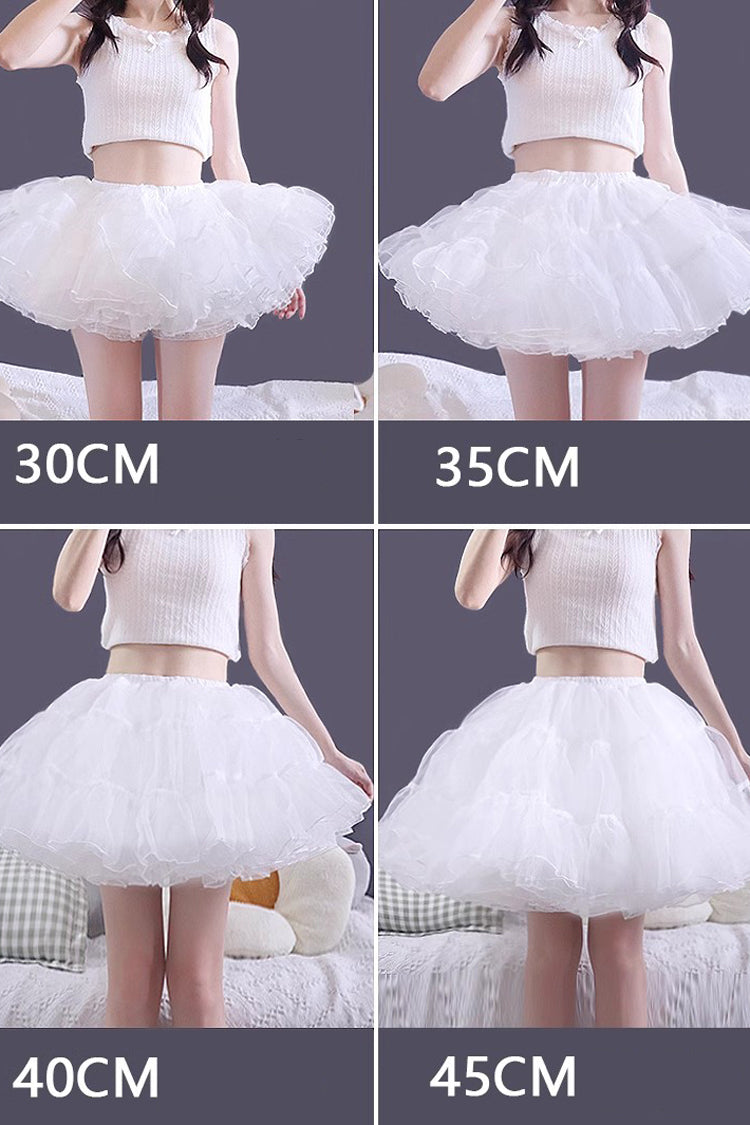 White Violent Boneless Four-Layered Sweet Lolita Petticoat - White - 1