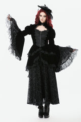 Black Long Puff Sleeves Multi-Layered Ruffled Lace Hem High Low Women's Gothic Coatlet - Product - 8