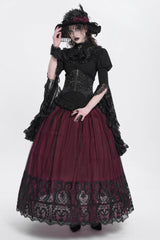 Red Stitching Floral Mesh Women's Gothic Skirt - Product - 14