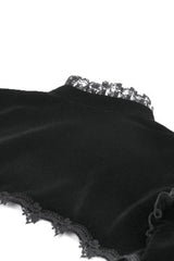 Black Stand Collar Long Flared Sleeves Lace Spliced Velvet Women's Gothic Cape - Product - 14