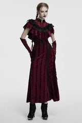 Red Sleeveless Ruffle Stitching Lace Women's Gothic Cape - Product - 4
