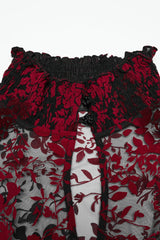 Black/Red Stand Collar Sleeveless Printed Hanayome Lace Lace-Up Women's Gothic Elegant Dress Wedding Dress - Product - 8