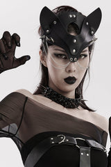 Black Metal Chain Fox Faux Leather Women's Steampunk Mask - Product - 3