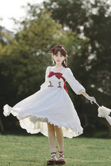 White Roman Covenant Boat Neck Long Sleeves Ruffle Classic Lolita Dress - Product - 8