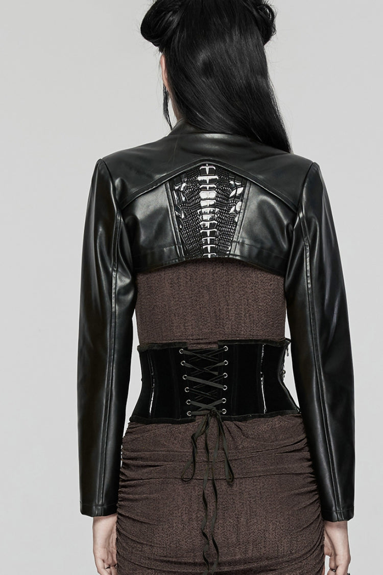 Black Skeleton Lace-Up Women's Punk Underbust Corset - Product - 3
