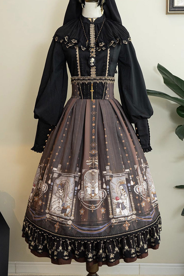 Demon Hunting Notes Print Ruffle Sweet Elegant Lolita Skirt 2 Colors - Product - 3