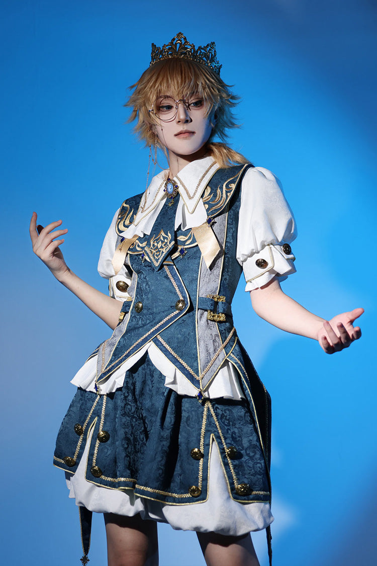 Blue [Contract Magic] Medieval Embroidery Classic Prince Handsome Ouji Lolita Coat - Blue - 1