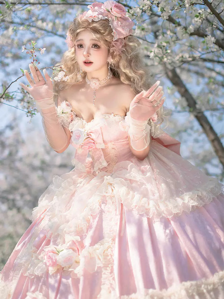 Pink Floor-Length Romantic Princess Sweet Lolita Wedding Dress 商品画像