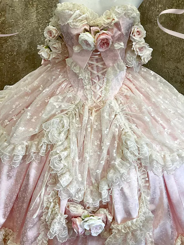 Pink Floor-Length Romantic Princess Sweet Lolita Wedding Dress 商品画像