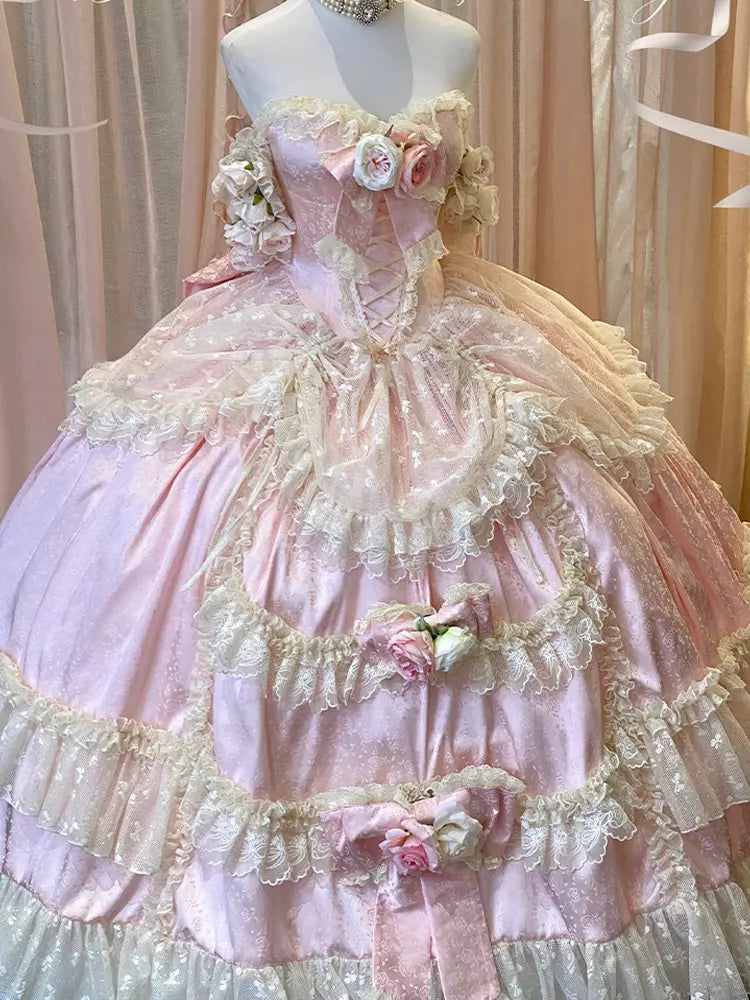 Pink Floor-Length Romantic Princess Sweet Lolita Wedding Dress 商品画像